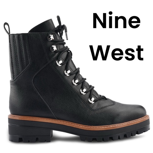 Nine West Black Combat Boots - Picture 1 of 4